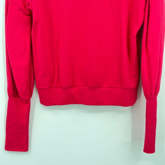 Bailey 44 Puff Sleeve Sweatshirt Top in Red Round Neck Size XS, Made in USA Soft - Picture 4 of 9